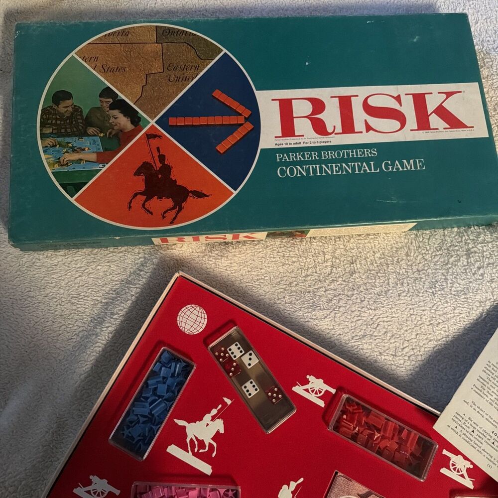 Vintage 1968 RISK Complete Board Game Parker Brothers Continental Game